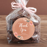Floral Rustic Bridal Shower Thank You Round Classic Round Sticker<br><div class="desc">This rustic Thank You Bridal Shower round sticker features lovely floral against a brown wood pattern background. They're perfect for a country bridal shower. Use it to seal your envelopes, favour bags or for decoration. Check out other matching rustic bridal shower items including invitations here http://www.zazzle.com/collections/brown_wood_rustic_floral_wedding_collection-119146535042869019?rf=238364477188679314 Personalise it with your...</div>