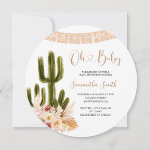 Floral Rustic Cactus Baby Shower  Invitation