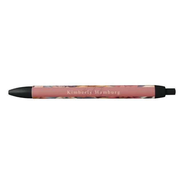 Floral rustic colourful bohemian botanical black ink pen (Front)