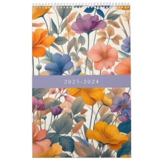 Floral rustic colourful bohemian botanical calendar