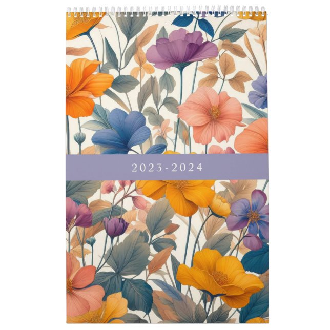 Floral rustic colourful bohemian botanical calendar (Cover)