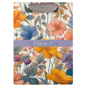 Floral rustic colourful bohemian botanical clipboard