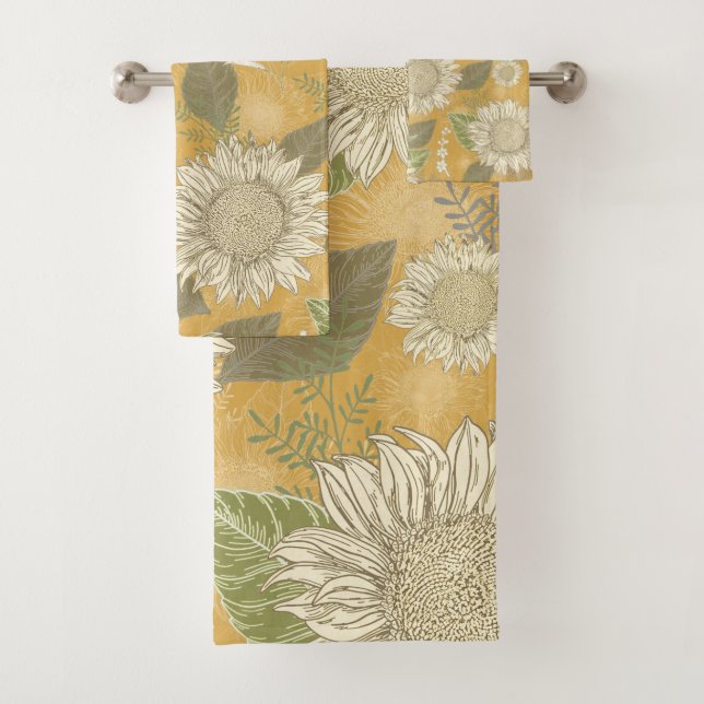 Floral Rustic Country Floral Sunflower Bath Towel Set (Insitu)