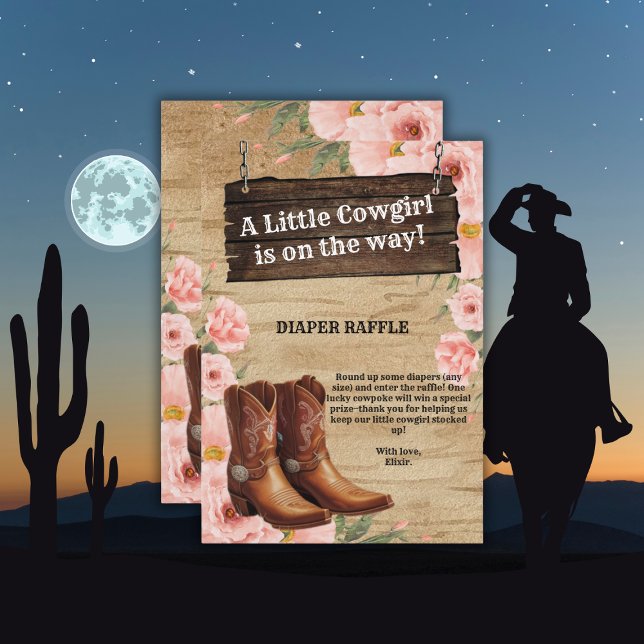 Floral Rustic Cowgirl Boots Baby Shower Enclosure Card (Creator Uploaded)