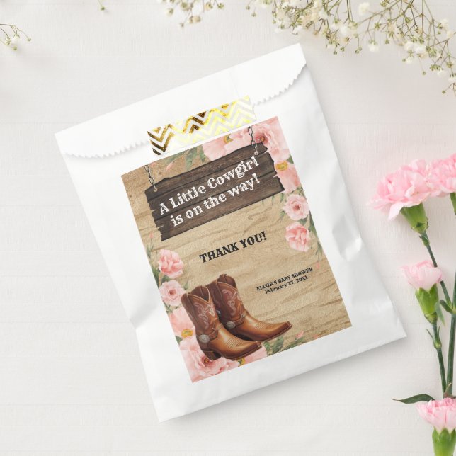 Floral Rustic Cowgirl Boots Baby Shower Favour Bags (Sealed)