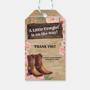 Floral Rustic Cowgirl Boots Baby Shower Gift Tags
