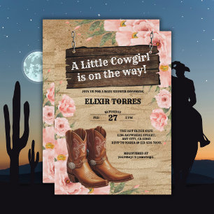 Floral Rustic Cowgirl Boots Baby Shower  Invitation