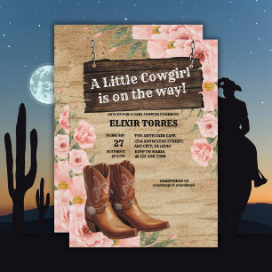 Floral Rustic Cowgirl Boots Baby Shower  Invitation