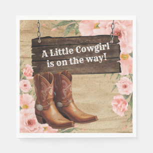 Floral Rustic Cowgirl Boots Baby Shower Napkin