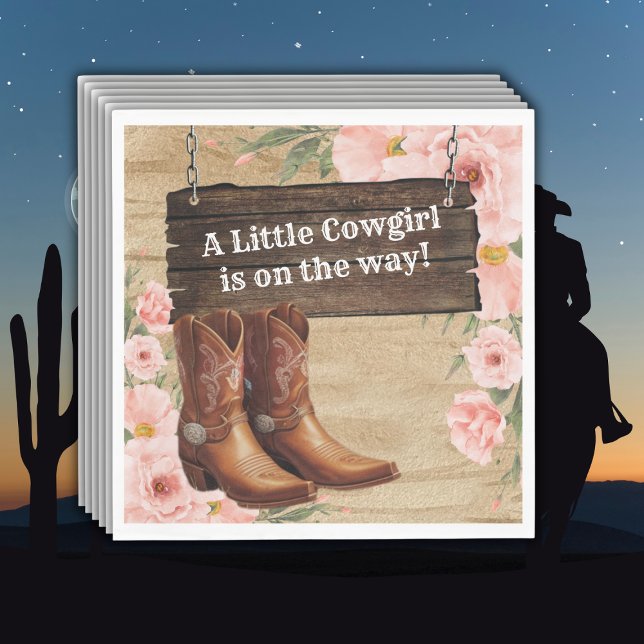 Floral Rustic Cowgirl Boots Baby Shower Napkin (Creator Uploaded)