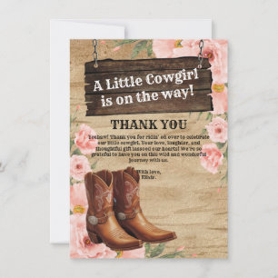 Floral Rustic Cowgirl Boots Flat Thank You Card