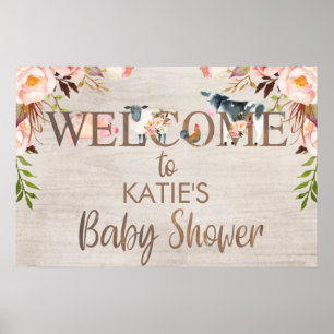 Floral Rustic Farm Baby Shower Welcome Poster