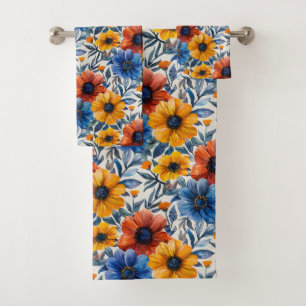  Floral rustic fashion retro pattern Bath Towel Set