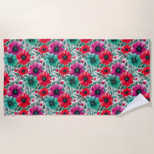 Floral rustic fashion retro pattern Beach Towel