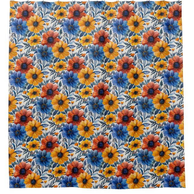  Floral rustic fashion retro pattern Shower Curtain (Front)