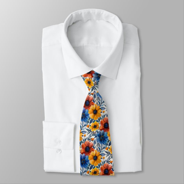  Floral rustic fashion retro pattern Tie (Tied)