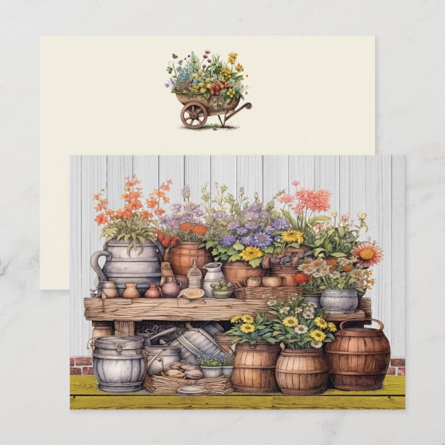 Floral Rustic Gardening Postcard (Front/Back)