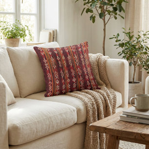 Floral rustic geometric botanical boho pattern cushion
