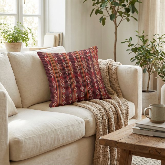Floral rustic geometric botanical boho pattern cushion (Creator Uploaded)