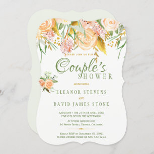 Floral rustic gold sage elegant couples shower invitation