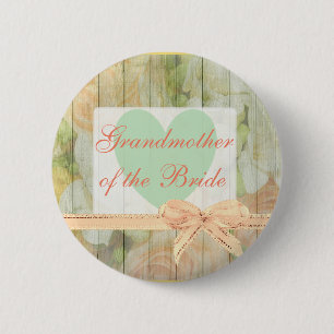 Floral Rustic "Grandmother of the Bride" Button