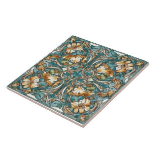 Floral Rustic Indigo Azulejo Tiles
