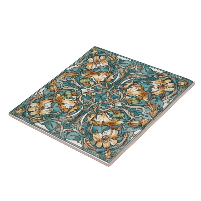 Floral Rustic Indigo Azulejo Tiles (Side)
