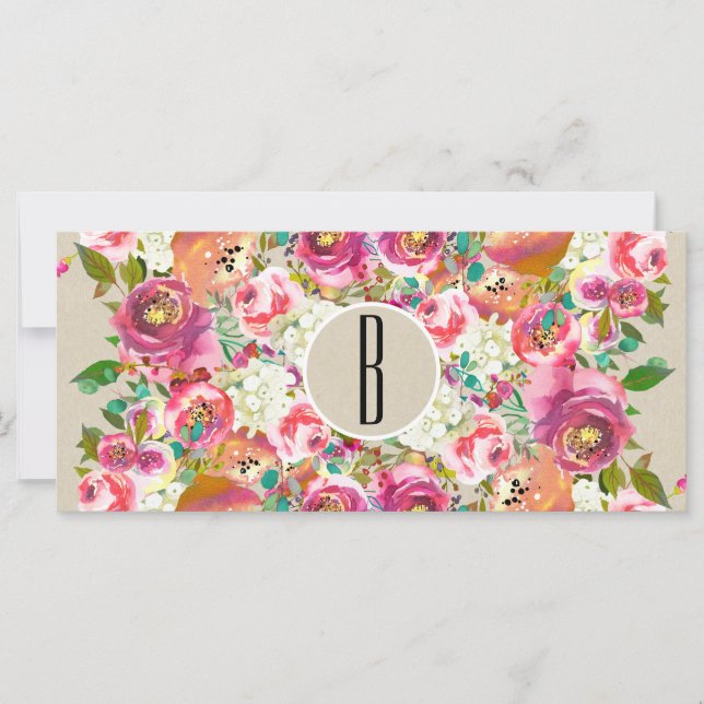 Floral Rustic Kraft Monogram Gift Certificate (Front)