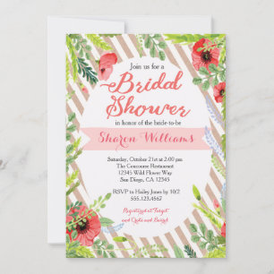 Floral Rustic Kraft Paper Bridal Shower Invitation