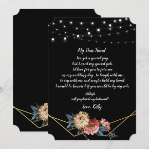 Floral Rustic Magnolia Strin will be my bridesmaid Invitation
