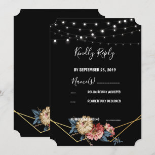 Floral Rustic Magnolia String Lights RSVP Invitation