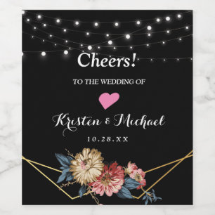 Floral Rustic Magnolia String Lights Wine Label