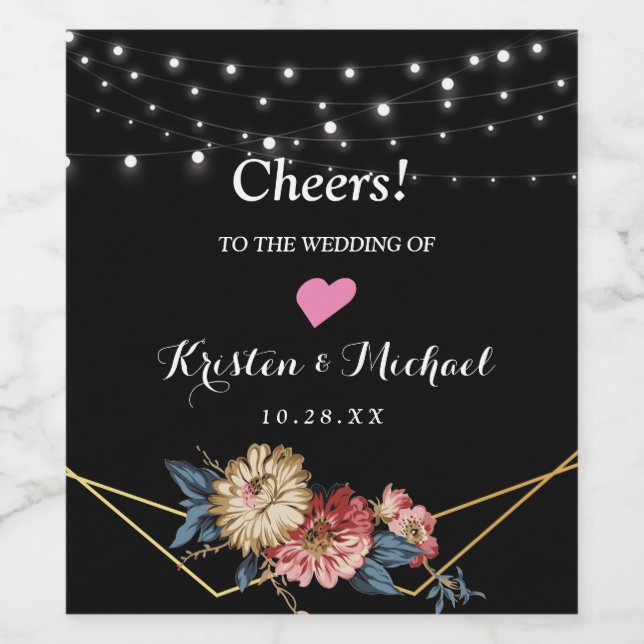 Floral Rustic Magnolia String Lights Wine Label (Single Label)