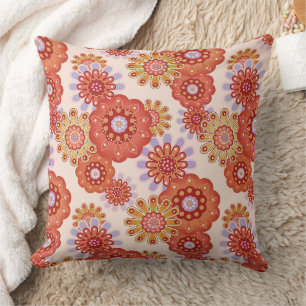 Floral rustic retro brown beige cushion
