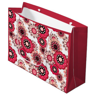 Floral rustic retro red and white large gift bag