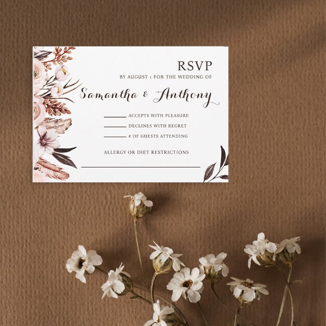 Floral Rustic RSVP Wedding Card (Creator Uploaded)
