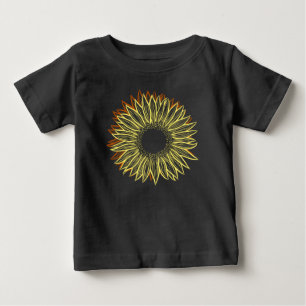 Floral Rustic Sunflower Light Hand Drawn Baby T-Shirt