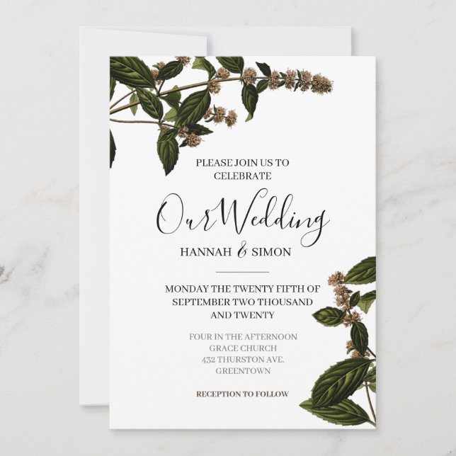 Floral Rustic Vintage  Elegant Golden Wedding Invitation (Front)