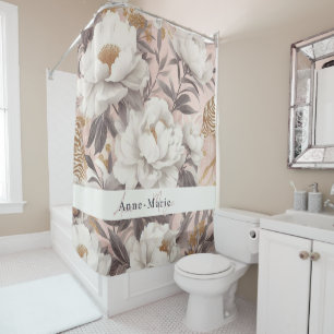 Floral rustic vintage elegant gray shower curtain
