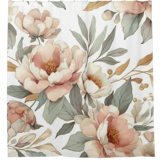 Floral rustic vintage elegant stylish shower curtain (Front)