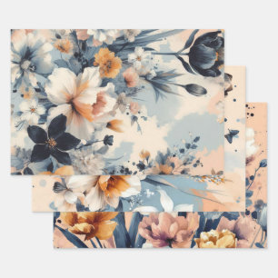Floral rustic vintage elegant stylish wrapping paper sheet