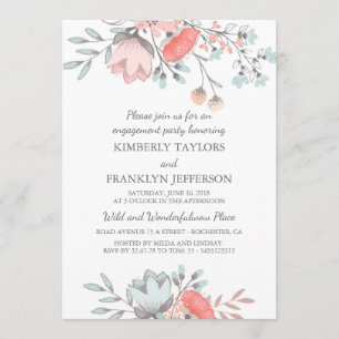 Floral Rustic Vintage Engagement Party Invitation