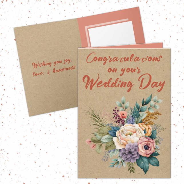 Floral Rustic Wedding Congratulations orange Card (Creator Uploaded)