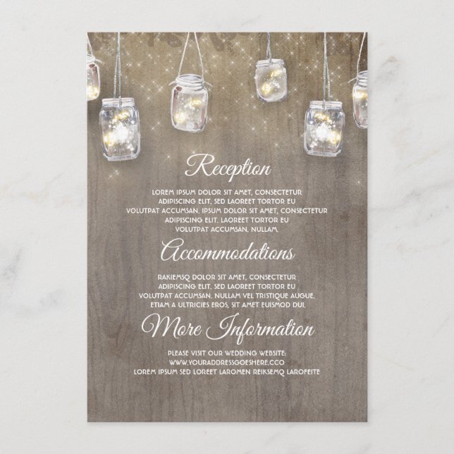 Floral Rustic Wedding Information Guest Card (Front)