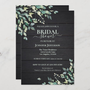 Floral Rustic Wood Bridal Shower Invitation