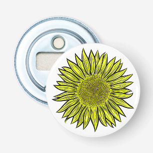 Floral Rustic Yellow Sunflower Hand Drawn Bottle Opener