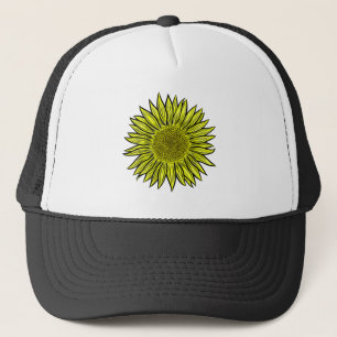 Floral Rustic Yellow Sunflower Hand Drawn Trucker Hat