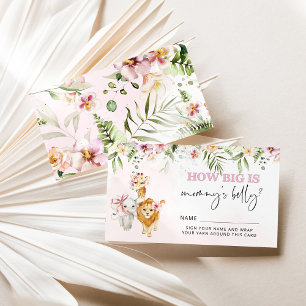 Floral Safari animals how big is mummy's belly Enclosure Card