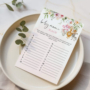 Floral safari baby name race baby shower game