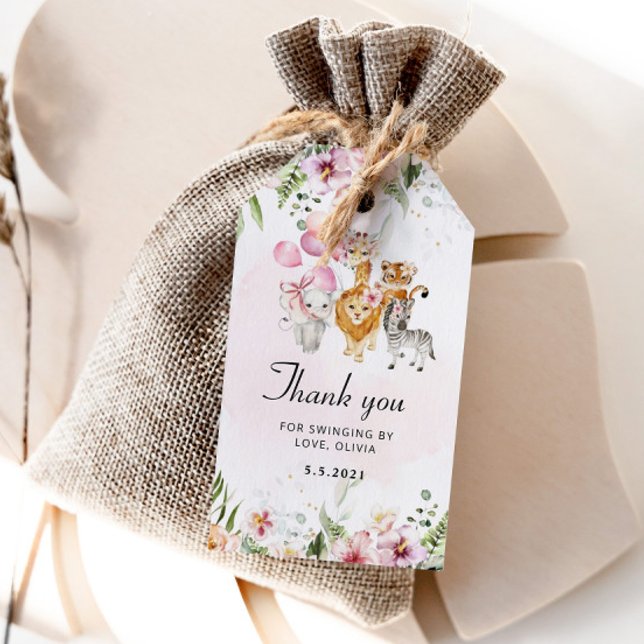 Floral Safari birthday thank you tag (Creator Uploaded)